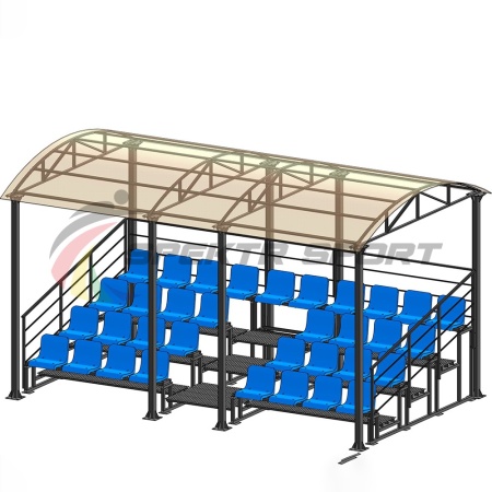 Купить Трибуна для зрителей 4 ряда на 34 места с навесом и перилами в Северодвинске 